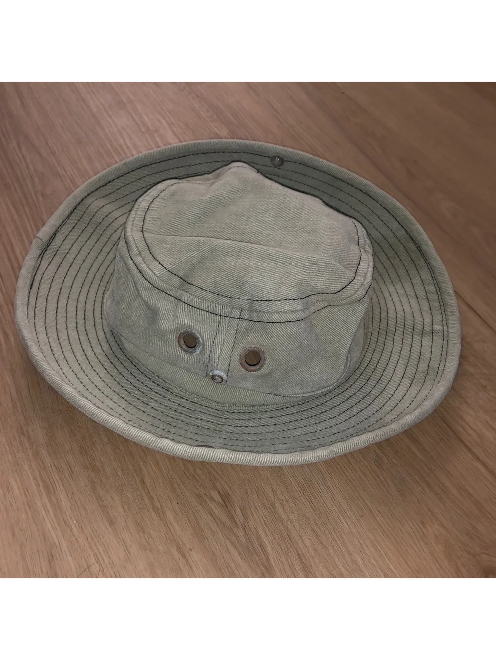 VINTAGE PANAMA JACK DENIM GREEN BUCKET SAFARI FISHING HAT DRAWSTRING LARGE
